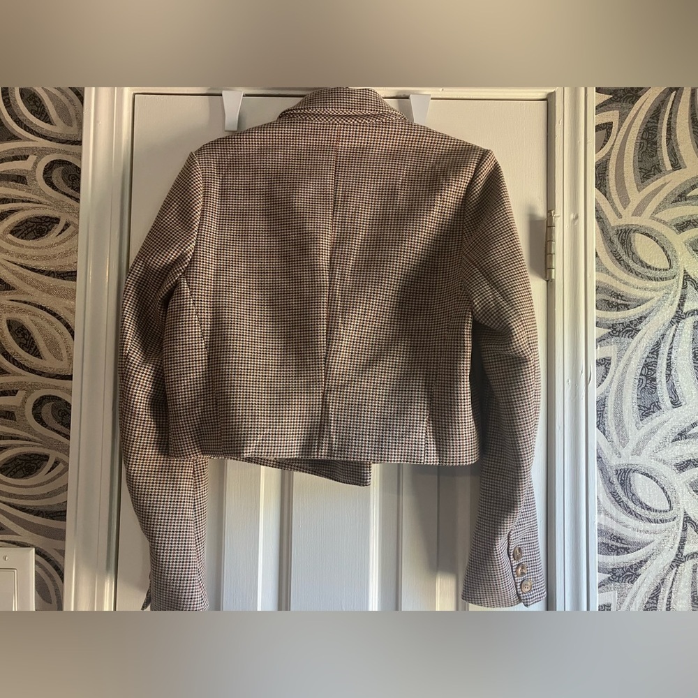 Lucy Paris Brown Cropped Double-Breasted Blazer Size Medium - Picture 3 of 4